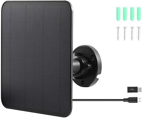 Pannello solare ad anello per campanelli, pannello solare da 5 W per telecamera di sicurezza, pannello solare per fotocamera con batteria ricaricabile esterna, supporto di sicurezza - Ysert