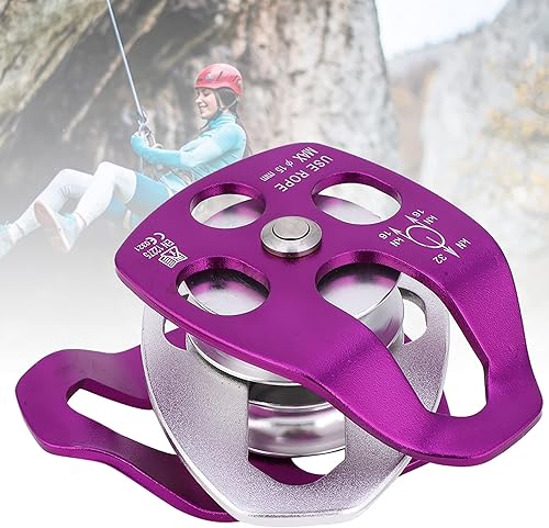 Puleggia Doppia, Puleggia Doppia Oscillante Laterale in Alluminio Aeronautico per Esterni EN 12278, Paranco Viola per Arrampicata su Roccia Alpinismo - Ysert