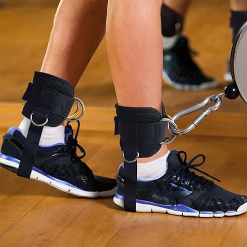 2 Pezzi Cavigliere Cavi Palestra Cinghie alla Caviglia per Il Fitness Cavigliere Cavi Palestra Cavigliere Sportive con Anelli a D Ankle Strap per Allenamento delle Gambe - Ysert