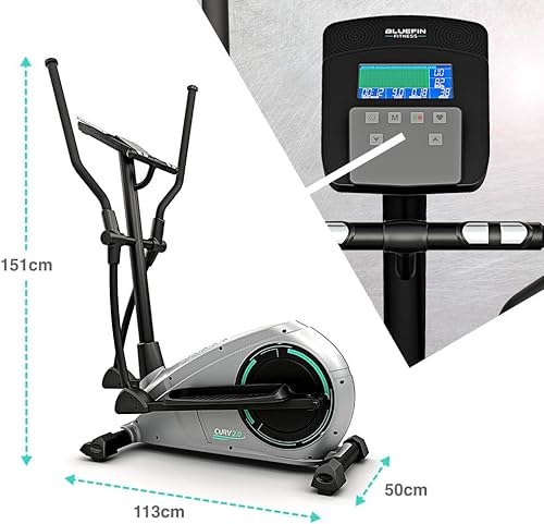 CURV 2.0 Bicicletta Ellittica da Casa | Cross Trainer | Esercizi di Step | Air Walker | Compatta | Console Digitale LCD | Bluetooth | App Smartphone | Nero e Grigio Argento - Ysert