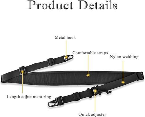 Fionda Tattica a 2 Punti per Fucile Fionda Regolabile per Fucile Cintura Regolabile per Fucile Fionda Regolabile a Sgancio Rapido per Sport all'aperto e Gioco (Nero) - Ysert