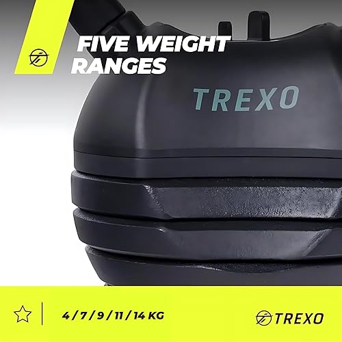 Kettlebell - Manubrio a sfera regolabile, gamma di peso regolabile 4/7/9/11/14 kg, in ghisa per esercizi versatili, Crossfit, Dumbbell, manubri professionali, Kettle Bell, nero - Ysert