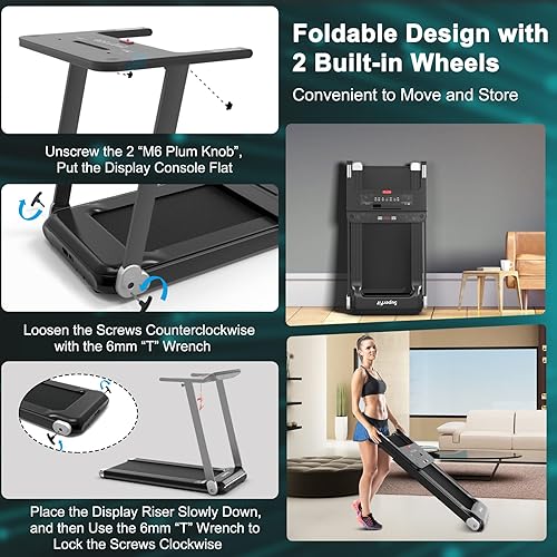 Tapis Roulant Pieghevole, Tapis Elettrico Salvaspazio con Display a Led, Tappetino da Passeggio Portatile, Bluetooth e Rulli Integrati, Tapis Roulant Compatto per Ufficio, Casa - Ysert