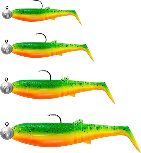 Savage Gear Cannibal Shad Mix - esche artificiali Paddle Tail Shad per pesce persico, luccio e altro, Strike-Profumo di innesco, kit per pescatori d'acqua dolce e salata, Clear Water Mix 12,5 cm - Ysert