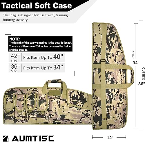 AUMTISC Custodia morbida per fucile Borsa da tiro Borsa tattica per pistola con 5 tasche Heavy Duty per il trasporto di stoccaggio di caccia - Ysert