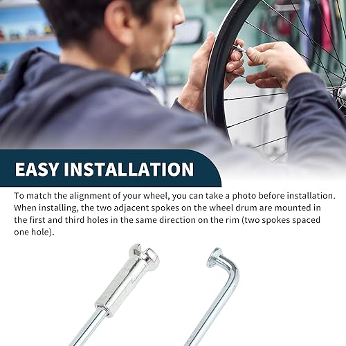 Raggi per Bicicletta Raggi Ruota Bici Argento Nipple 1 Set 14G 80mm Lunghezza Acciaio al Carbonio Zincato - Ysert