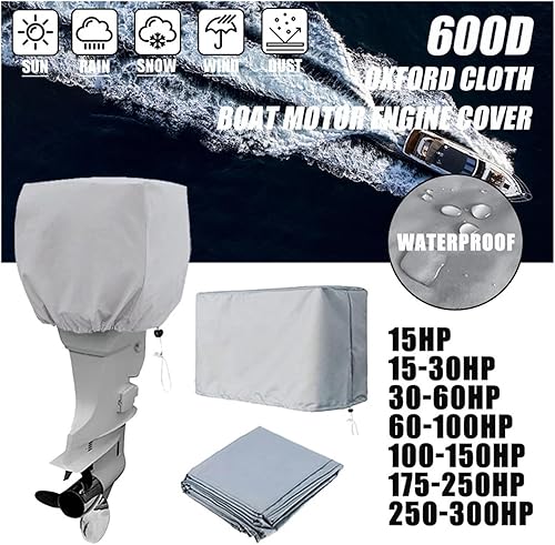 Copri Motore Fuoribordo 15-300HP Yacht Mezza Copertura Motore Fuoribordo Tela 600D Copertura Motore for Barca Motore Impermeabile Protezione Motore Accessori for Barche Marine(250-300HP) - Ysert