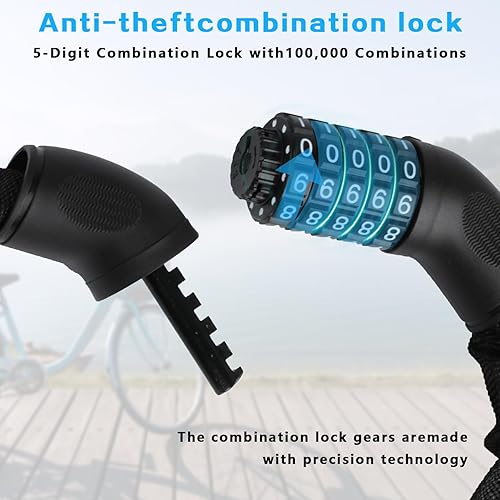 Fahrradschloss Hohe Sicherheit, Zahlenschloss Fahrradschloss mit Zahlencode 5 Stellig Kombination, Anti-Diebstahl Kettenschloss Fahrradkette Schloss für e Scooter e Bike Schloss, Lucchetti per bicicle - Ysert