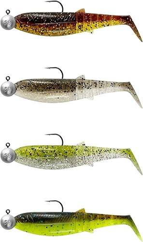 Savage Gear Cannibal Shad Mix - esche artificiali Paddle Tail Shad per pesce persico, luccio e altro, Strike-Profumo di innesco, kit per pescatori d'acqua dolce e salata, Clear Water Mix 12,5 cm - Ysert