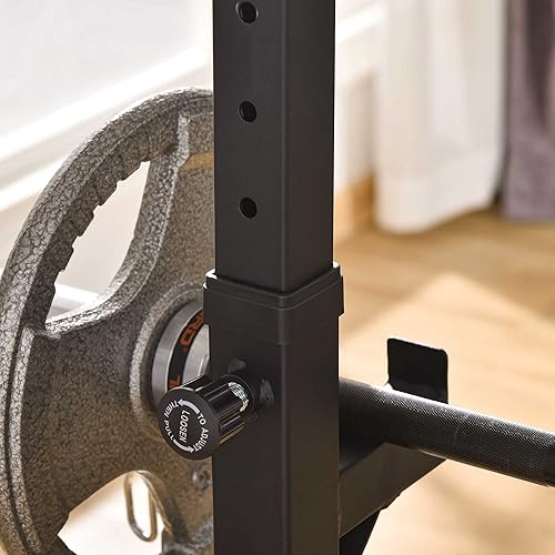 HOMCOM Supporto per Bilanciere con Altezza e Larghezza Regolabili in Acciaio, 77-122x73x121-171cm, Nero e Rosso - Ysert