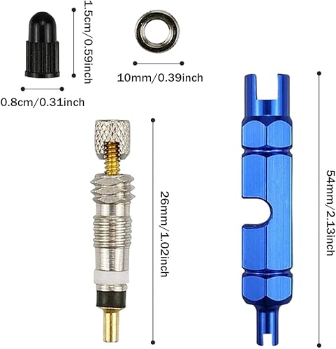 Set di 20 valvole francesi Presta, adattatore per valvola per bicicletta con chiave, inserto per valvola di ricambio per bicicletta, valvola per rimozione pneumatici, vite valvola, tappi per valvole - Ysert