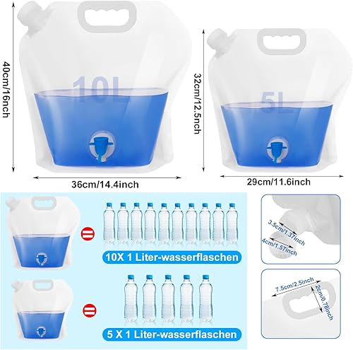 Livdouyu Tanica per acqua pieghevole, 5 l, 10 l, con rubinetto, contenitore per acqua potabile, con manico, riutilizzabile, per attività all'aperto, campeggio, escursioni, picnic - Ysert