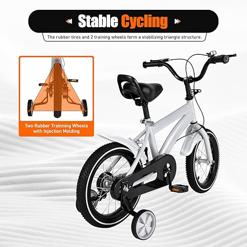 SHZICMY 14' 16' bicicletta bambini bici ragazzi e ragazze bici con ruote di allenamento e campana, regalo per ragazze e ragazzi per 3-8 anni - Ysert