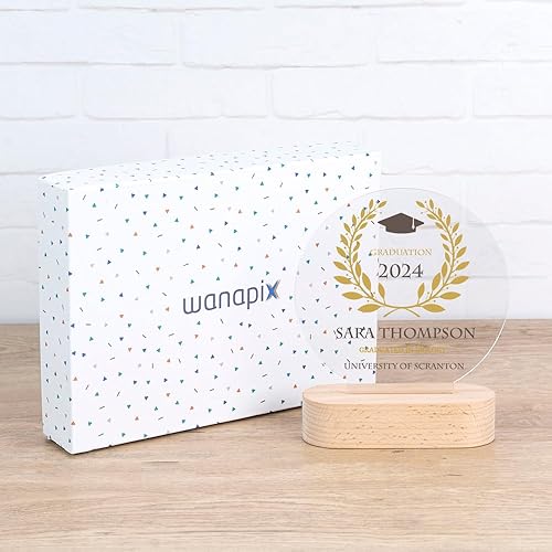 Trofeo Personalizzabile con Nome e Foto | Targa Personalizzata | Plexiglass | Base in Legno Naturale | Rotondo - Ysert