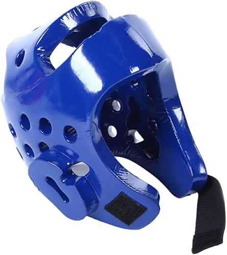 Casco professionale da Taekwondo con vestibilità regolabile e equipaggiamento protettivo da allenamento leggero per bambini adulti in PVC, Blu, M - Ysert