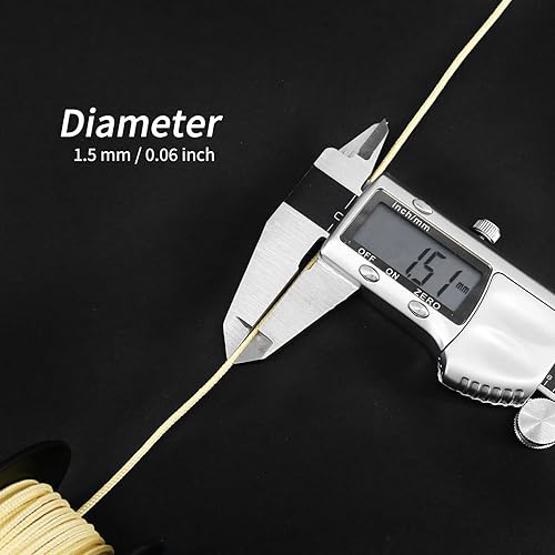 NewDoar Linee in kevlar intrecciato resistente all'abrasione, 1,5 mm, 12 fili, ad alta resistenza, resistente all'usura, ignifugo, adatto per campeggio, kite, pesca, lenze EDC (60 m) - Ysert