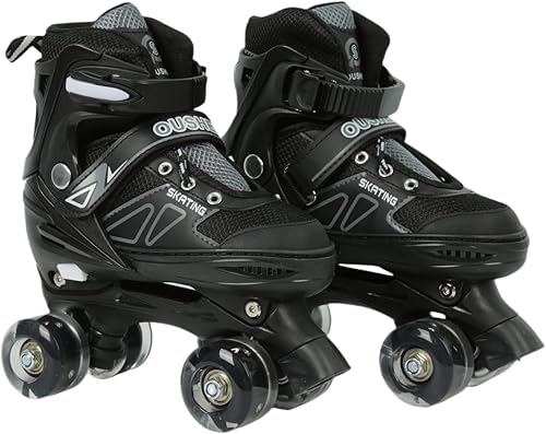 Pattini in linea/pattini Quad per bambini con/senza ruote luminose, misura regolabile da 31 a 38 comodi e traspiranti Inline-Skates Roller Skates per ragazze e ragazzi adolescenti principianti - Ysert