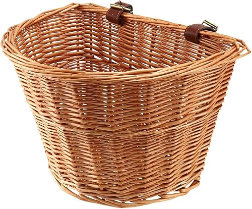 Cestino Anteriore Retro, Fatto a Mano, Bicicletta di Vimini Cinghie di Cuoio - Ysert