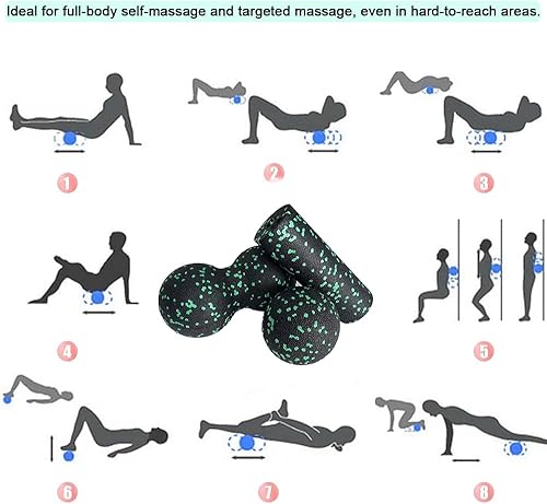 Foam Roller Set da 3 Pezzi Peanut Massage Ball Pallina Massaggio Muscolare Rullo Massaggio e Palline per Massaggio dei Tessuti Profondi Alleviare i Punti Trigger - Ysert