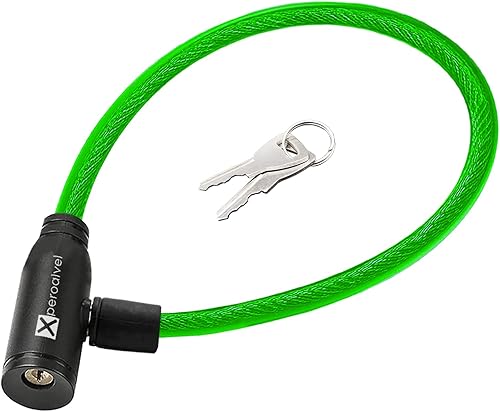 Lucchetto bici moto monopattino elettrico cavo di acciaio con chiavi 60 cms catena bici antifurto bici catena bicicletta antifurto lucchetto bicicletta catenaccio bici (Verde) - Ysert