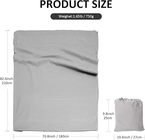 Sacco a Pelo Matrimoniale 180 x 210 cm Sacchi a Pelo Estivi, Sacco a Pelo Leggero e Compatto in Microfibra, Sacco a Pelo Emergenza 2-in-1 Coperta Termica per Viaggi in Hotel Campeggio - Ysert
