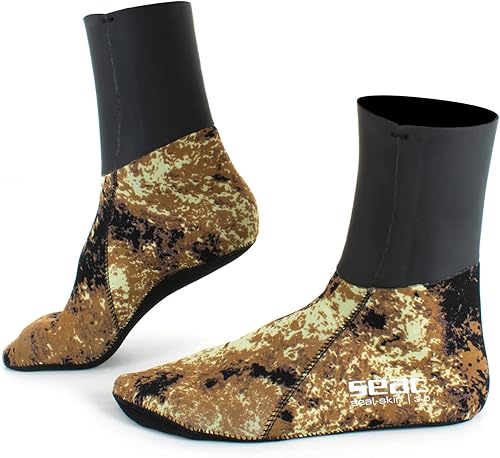 SEAC Seal Skin, Calzini Termici per Apnea e Pesca Subacquea in Neoprene Mimetico di 3 mm Unisex Adulto - Ysert