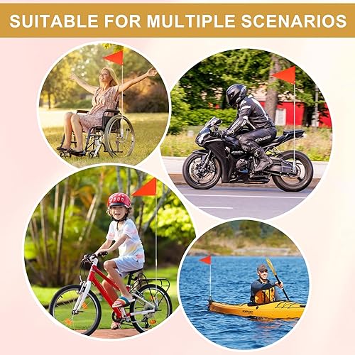 Jortmrd Gagliardetto per Bicicletta, 150 cm Bandiera per Bicicletta di Sicurezza per Bambini, Regolabile Bandiera Bicicletta Bambini (Rosso) - Ysert