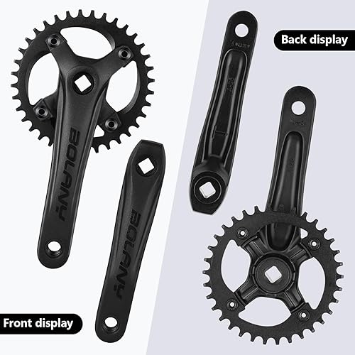 BOLANY Guarnitura per mountain bike MTB, 1 guarnitura quadrata conica 104 BCD 170 mm, pedivella 32/34/36T, compatibile con Shimano, SRAM, FSA - Ysert