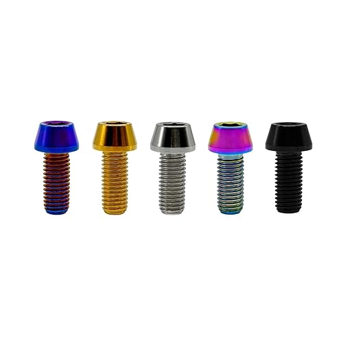 RISON-Titanium Bici Stelo Bulloni in Titanio M5x0.8x40mm, 5pcs Viti per Attacco Manubrio Bicicletta, Vite a Testa Conica Viti Fisse per Stelo Bici, Vite di Fermo Vite per Gambo per MTB/Bici da Strada - Ysert