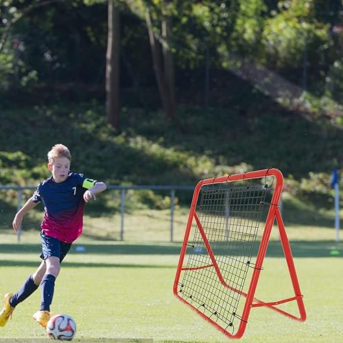 YRHome Rete da Calcio Rimbalzo, 100 cm, per Vari Sport di Palla, 5 Gradini Regolabili, Pieghevole, Telaio in Acciaio su Entrambi i Lati - Ysert