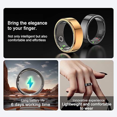 Smart Ring Health Tracker, IP68 Impermeabile Indossabile Anello Fitness Tracker per Donne e Uomini, Fitness Sonno Frequenza Cardiaca Tracker Ossigeno nel Sangue Pedometro con App - Ysert