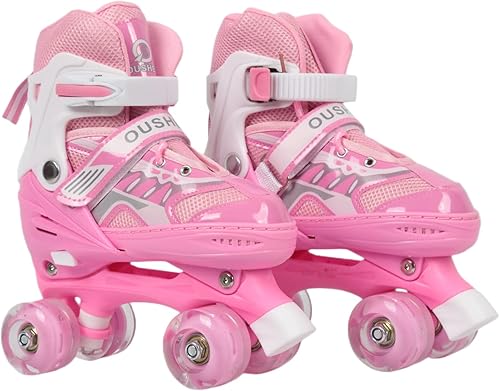 Pattini in linea/pattini Quad per bambini con/senza ruote luminose, misura regolabile da 31 a 38 comodi e traspiranti Inline-Skates Roller Skates per ragazze e ragazzi adolescenti principianti - Ysert