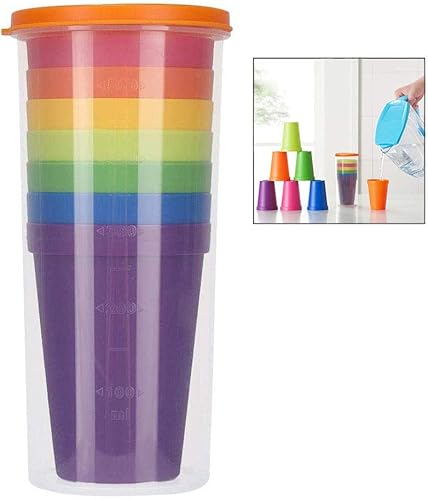 Bicchieri Plastica Colorati,8 pezzi Tazze da campeggio,Impilabili,Colore - Ysert
