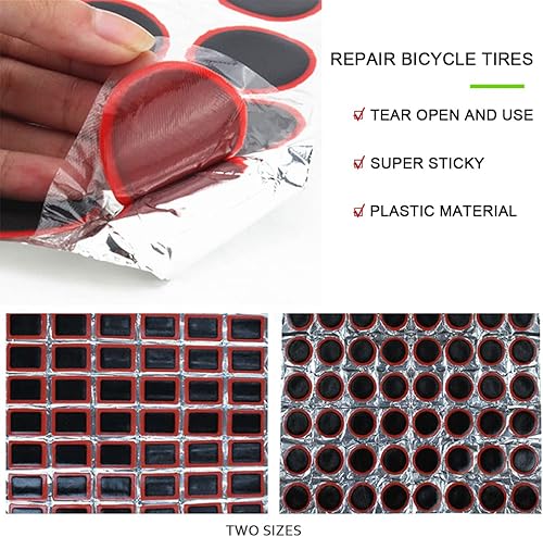 48 Pezzi Kit di Riparazione per Pneumatici di Bici Patch Gomma Bici Kit di Toppe per Riparazione Camera d'Aria Toppe di Gomma Patch Gomma Bici Toppe di Gomma per Riparazione - Ysert
