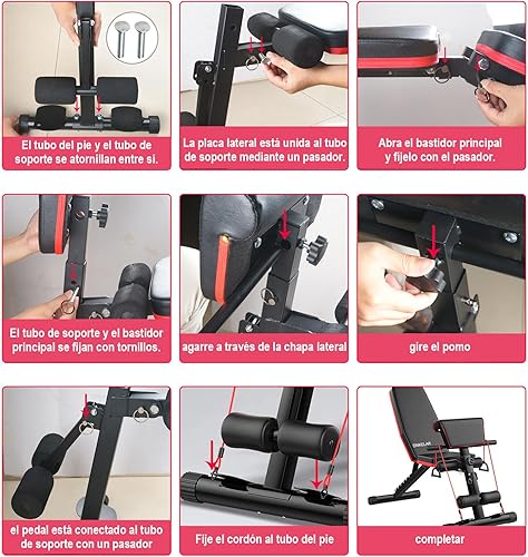 Panca Pesi 5-in-1 Regolabile Multifunzione, Pieghevole da Allenamento per Addominali, 7 Direzioni Schienale Regolabile, Fitness per Casa Palestra Max 150kg - Ysert
