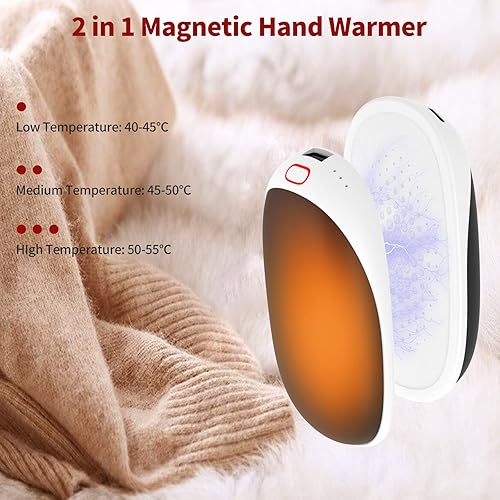 Scaldamani Ricaricabile 10000mAh, Scaldamani Elettrico portatile Power Bank, Scaldamani Riutilizzabile, Scaldamani Tascabile per l'esterno, Regalo Invernale per Bambini Donne Uomini - Ysert