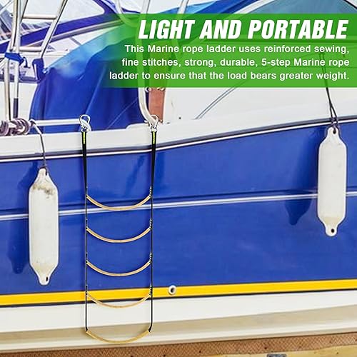 Scala per barche a 5 livelli, scala per barche, scaletta per barche, scaletta pieghevole per barche, scala da bagno rimovibile, per barche a vela, gommoni, kayak, canoa - Ysert