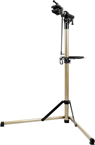 Cavalletto Bici Manutenzione in Alluminio, Supporto Bici da Terra con Porta Attrezzi Bici e Morsetto Girevole a 360°, Altezza Regolabile 58-156 cm, capacità di carico Fino - Ysert