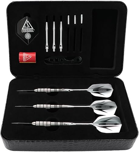 CUESOUL 95% tungsteno 24 Grammi Punta in Acciaio al tungsteno, Set di Freccette con 1 Custodia Deluxe per Freccette (CSTSTD028-24L) - Ysert