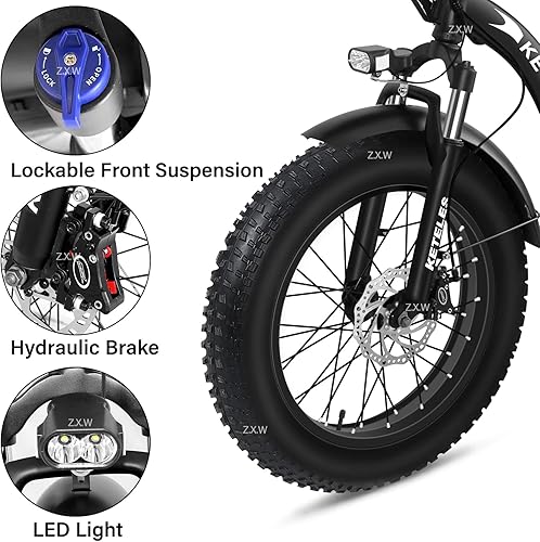 Bicicletta Elettrica Pieghevole, E-bike City Bike con Batteria Rimovibile da 48 V 18A/35Ah,Hydraulic Disc Brake, 20 x 4,0 Pollici Fat Tire, a 7 marce, Bici Elettrica per Adulto Uomo e Donna - Ysert