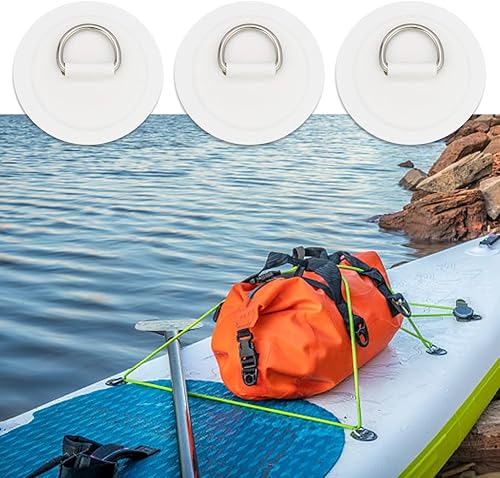 8 pezzi in acciaio inox D-ring Patch per gonfiabile barca kayak canoa D-ring PVC Patch Stand-Up Paddleboard Canoa Rafting Accessori (bianco) - Ysert