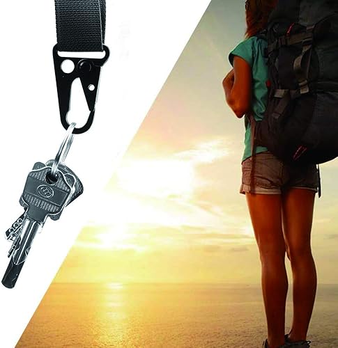 Tattico Moschettone, 12 Pezzi Moschettone in Tessuto, Moschettone Gear, Ganci per Clip Alpinismo, Moschettone Esterno, per Alpinismo, Campeggio, Escursionismo, Caccia, Tiro, Attività All'Aperto (Nero) - Ysert