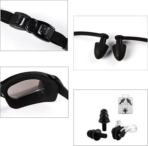 XUBX Occhialini da Nuoto e Cappelli da nuoto con clip per naso, tappi per le orecchie, Occhialini Piscina, Occhiali da Nuoto, Anti-Appannamento Anti-perdite, per Uomo Donna Adulti - Ysert