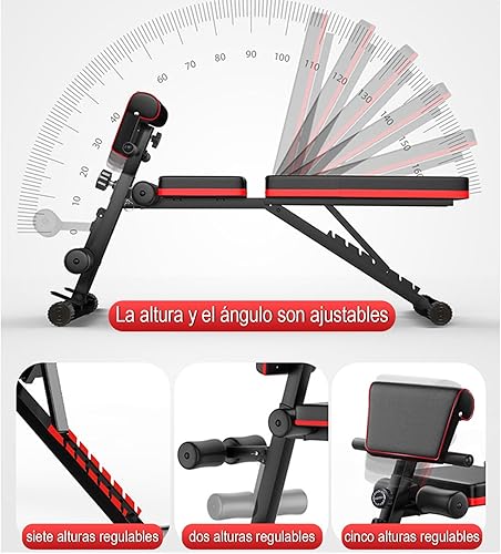 Panca Pesi 5-in-1 Regolabile Multifunzione, Pieghevole da Allenamento per Addominali, 7 Direzioni Schienale Regolabile, Fitness per Casa Palestra Max 150kg - Ysert