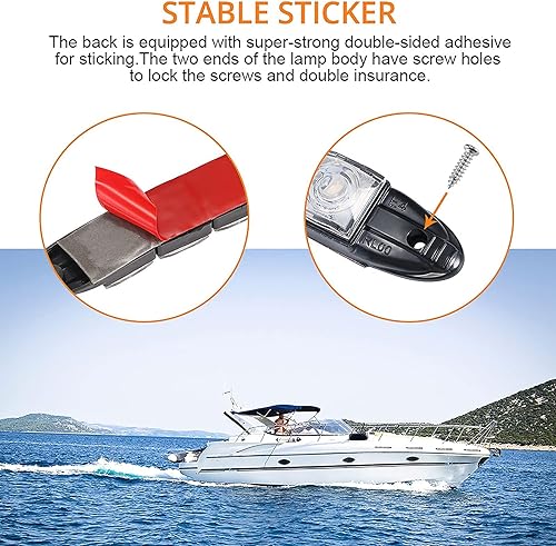 ALLOMN Luce di Navigazione per Barche, 2PCS 9W 12V 9 LED Lampada di Navigazione Subacquea per Barche Yacht Luce Bianca Blu Marine Luce IP67 Impermeabile Pieghevole, Forte Biadesivo, con Viti (Blu) - Ysert