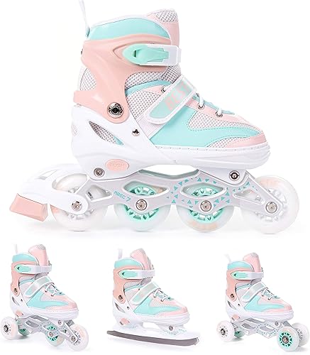 BESTIF - Pattini in linea per bambini e adulti, 4 in 1, regolabili - Ysert