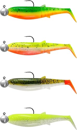Savage Gear Cannibal Shad Mix - esche artificiali Paddle Tail Shad per pesce persico, luccio e altro, Strike-Profumo di innesco, kit per pescatori d'acqua dolce e salata, Clear Water Mix 12,5 cm - Ysert