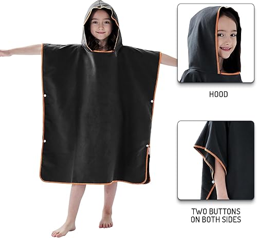 Bambini Swim Poncho Surf Poncho Asciugamano con Cappuccio, Robe da Bagno Towel in Microfibra Assorbente, Accappatoio per Surf Viaggi Campeggio Piscina Spiaggia, Blu Navy - Ysert