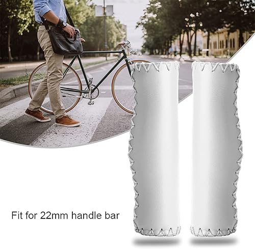 Manopole per Bici Marroni Manopole per Bici in Pelle Marrone Pu Sponge 1 Paio Manopole per Manubrio Bici Cucite a Mano Pu Manubrio per Bicicletta con Tappo (Marrone) - Ysert