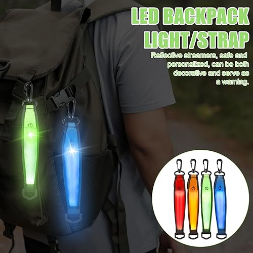 4 zaini a LED lampeggianti per la scuola, 3 modalità USB, ricaricabili tramite USB, riflettenti, luce di sicurezza per bambini, zaino e jogging - Ysert
